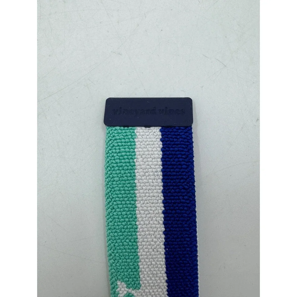 Vineyard Vines Whale Stripe Golf Tech Belt Capri Blue 1A5027‎ Mens Small NWT